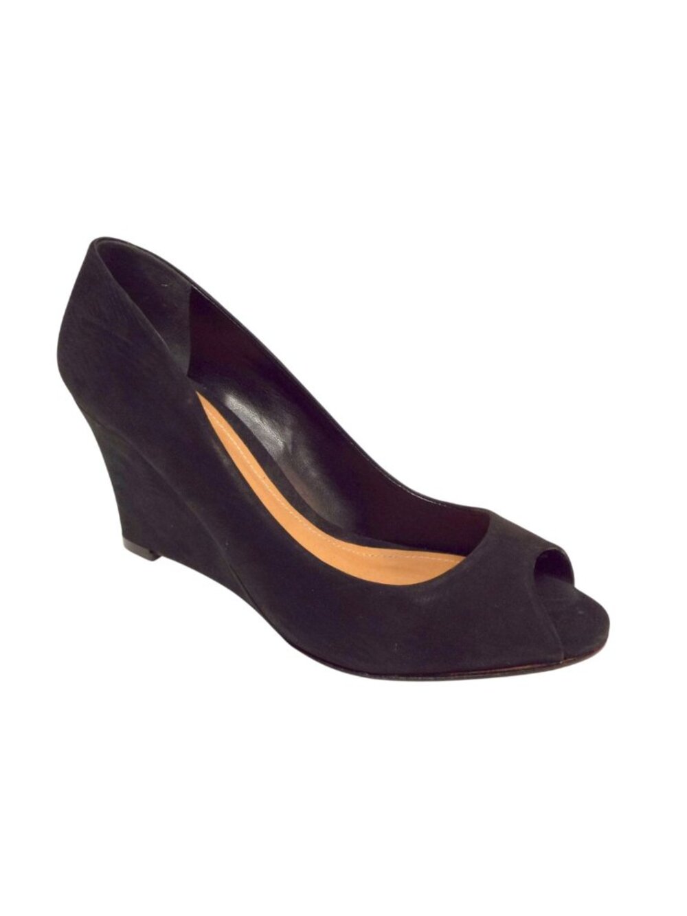 SCHUTZ Black Suede Leather Open Toe Wedge Heels Pumps 7.5